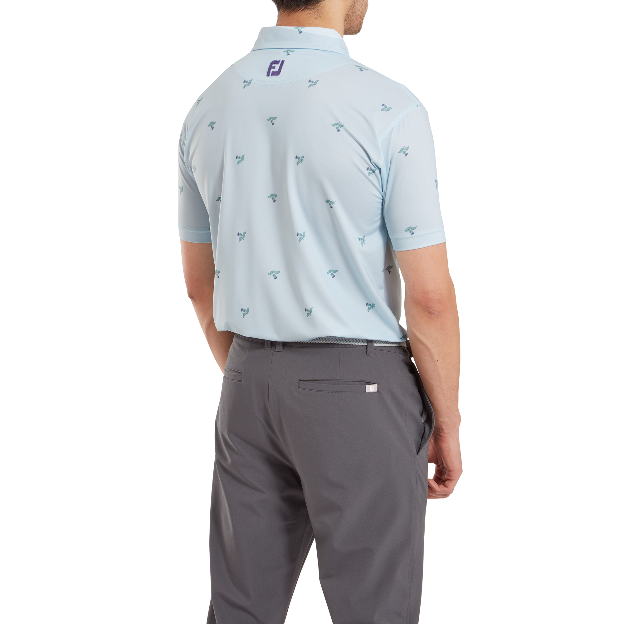 Polo en fil d'Ecosse imprim&eacute; Chardons