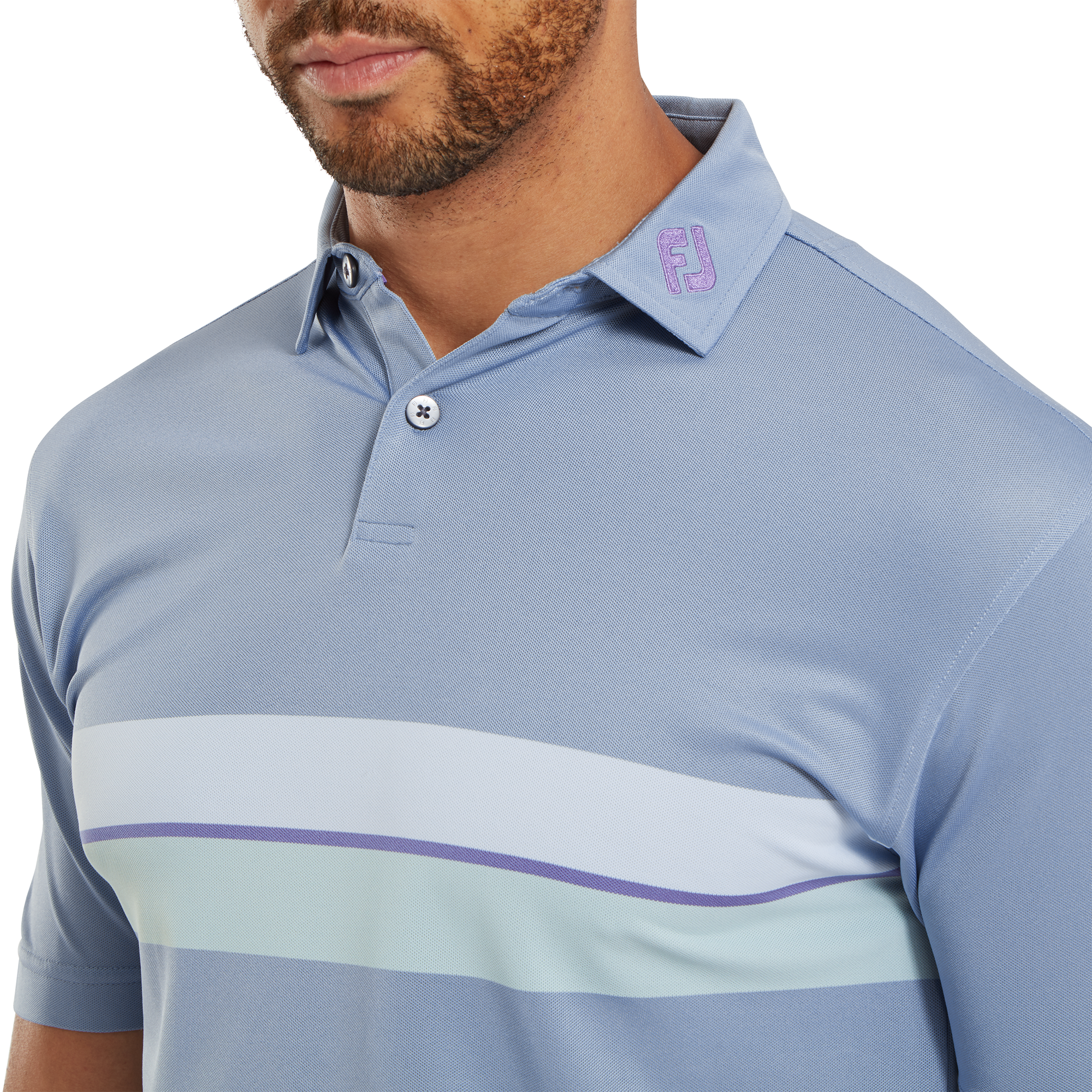 Polo piqu&eacute; avec double bandes sur poitrine