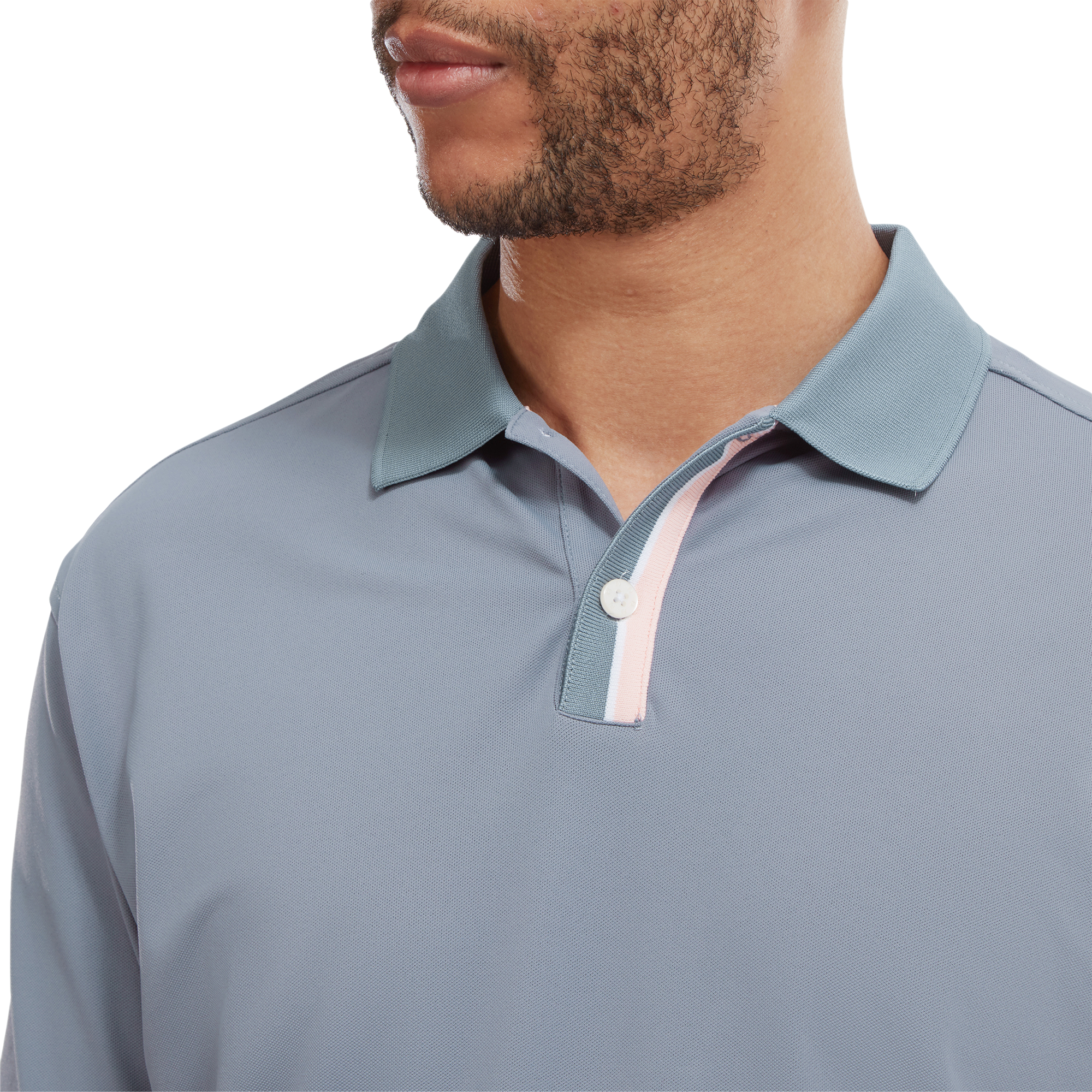 Solid with Stripe Placket Pique