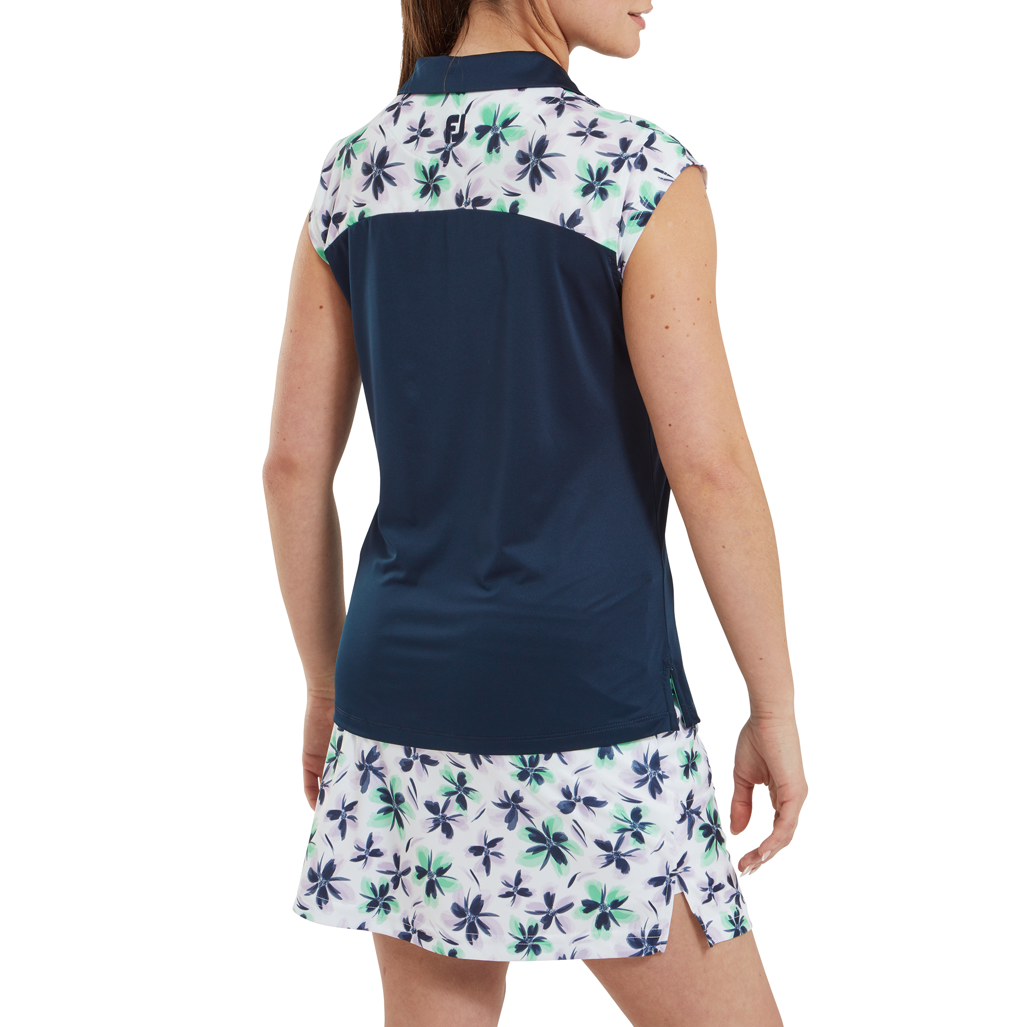 Polo avec haut fleuri en fil d'Ecosse