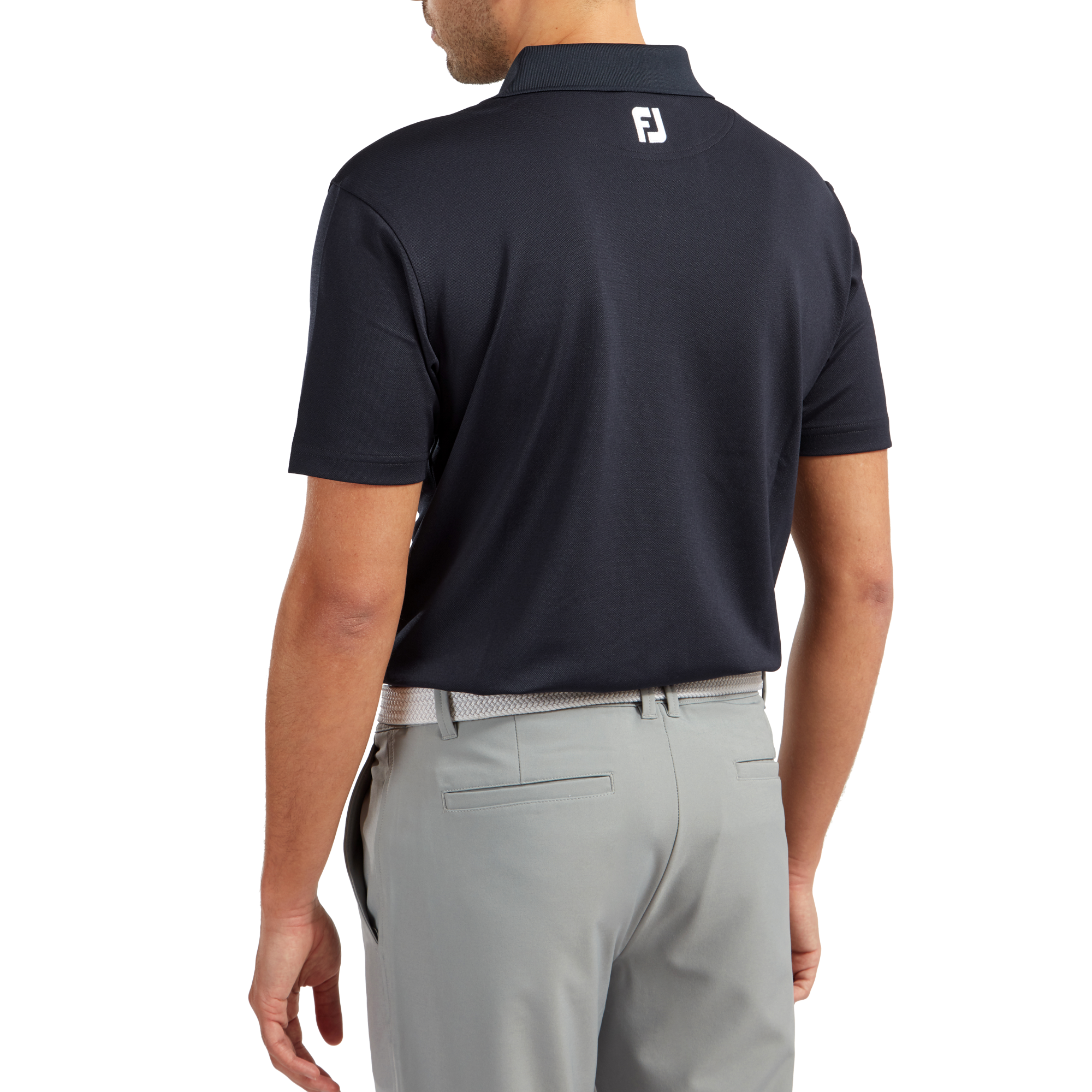 Stretch Pique Solid Rib Knit Collar