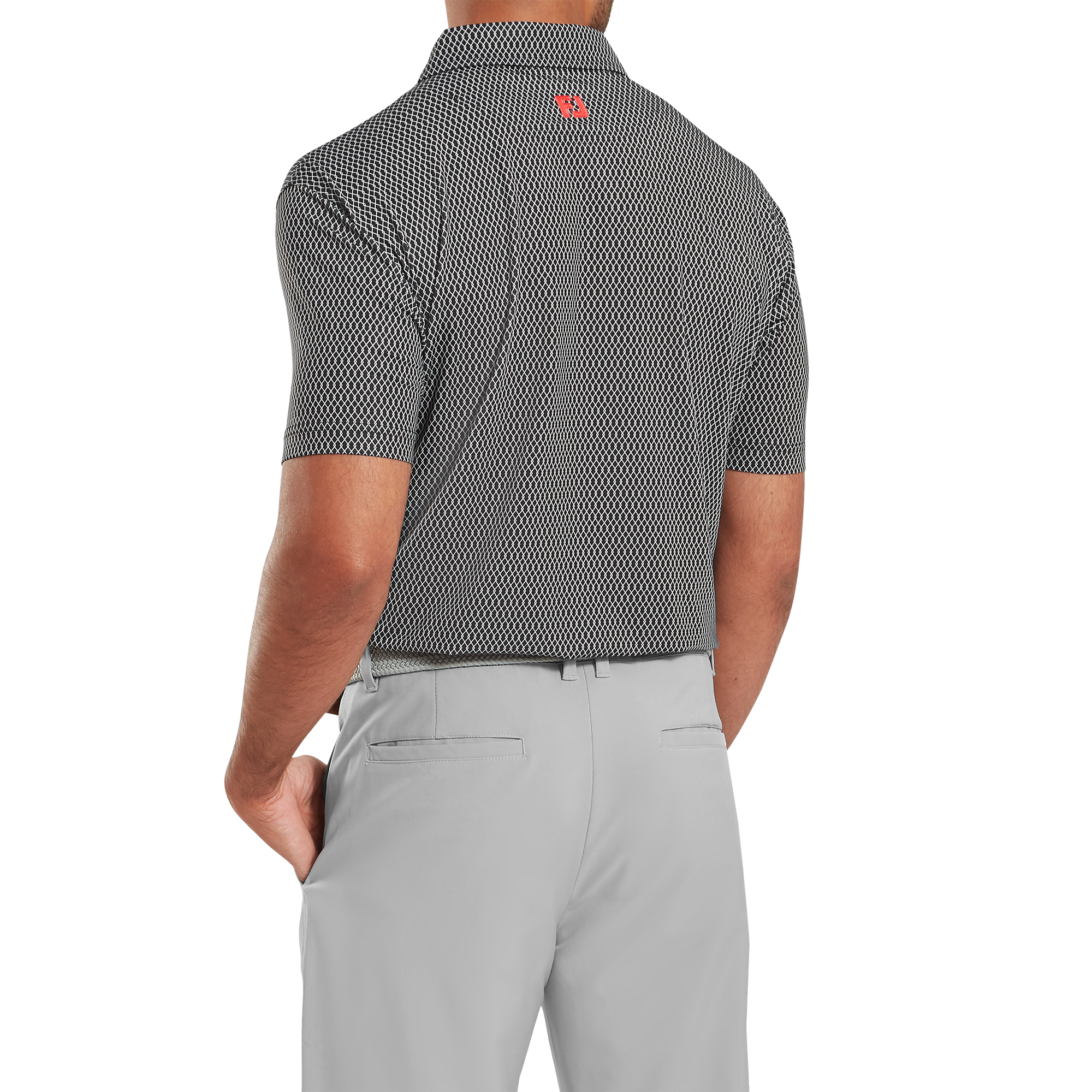 Polo en fil d'Ecosse imprim&eacute; grillage