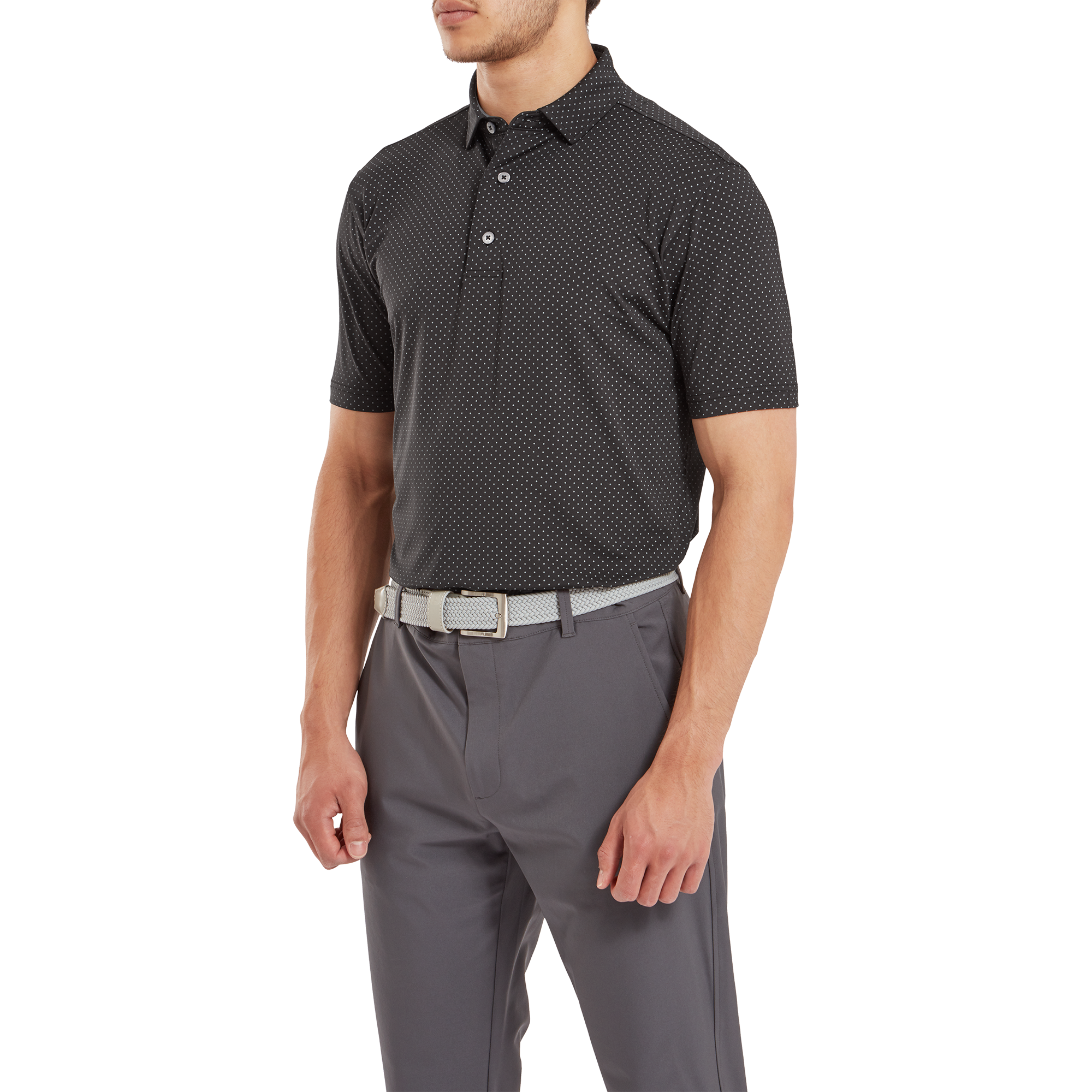 Polo en fil d'Ecosse imprim&eacute; points