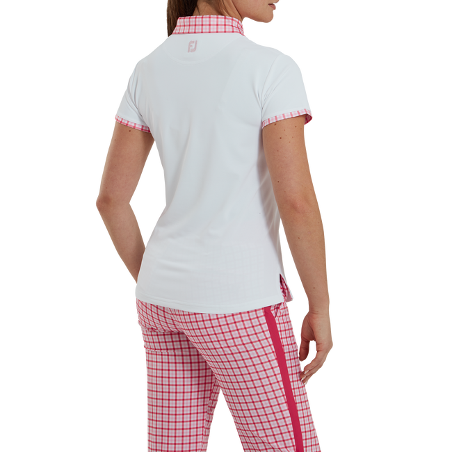 Polo piqué avec encolure Vichy