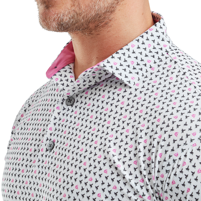 Polo en fil d'Ecosse imprimé guêpes volantes