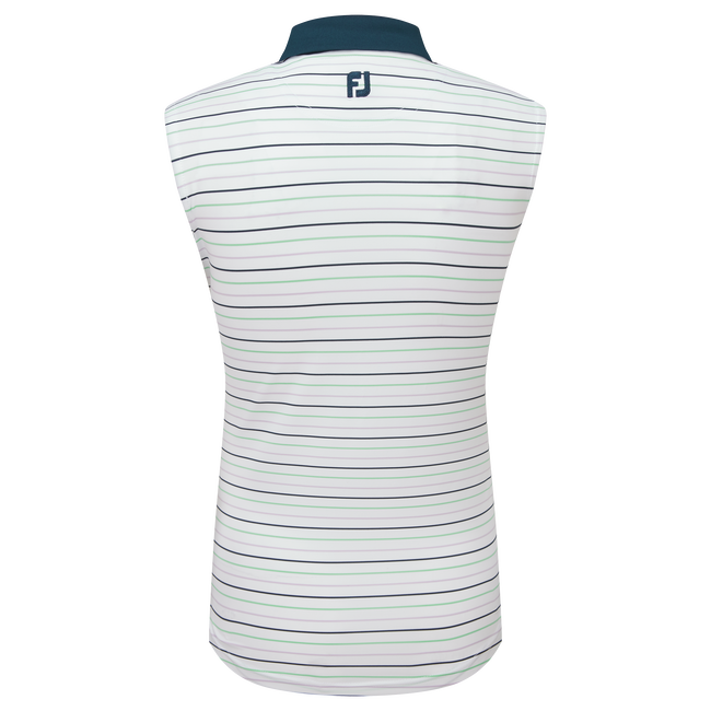 Polo sans manche rayé en fil d'Ecosse