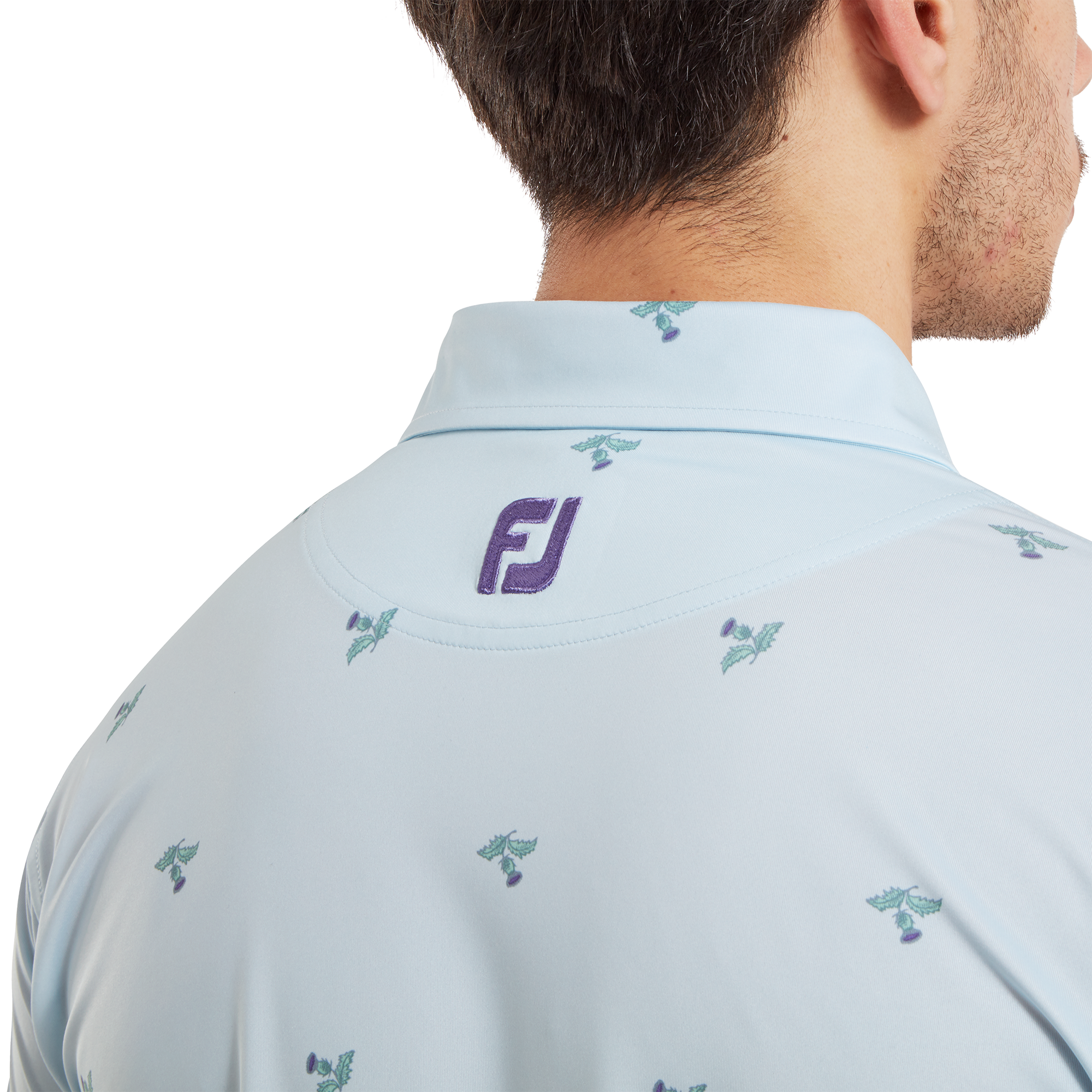 Polo en fil d'Ecosse imprim&eacute; Chardons