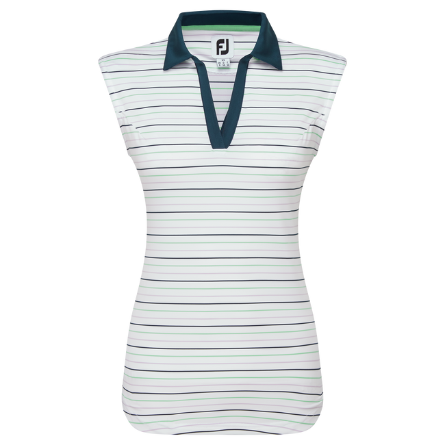 Polo sans manche rayé en fil d'Ecosse