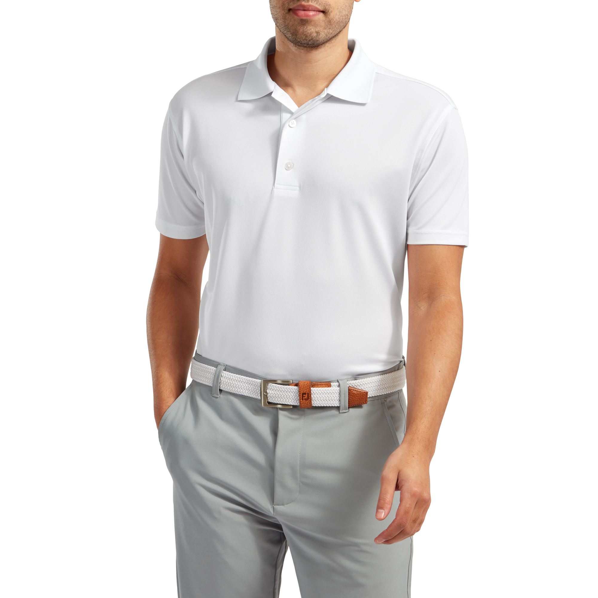 Polo Stretch Piqu&eacute; uni avec col en tricot