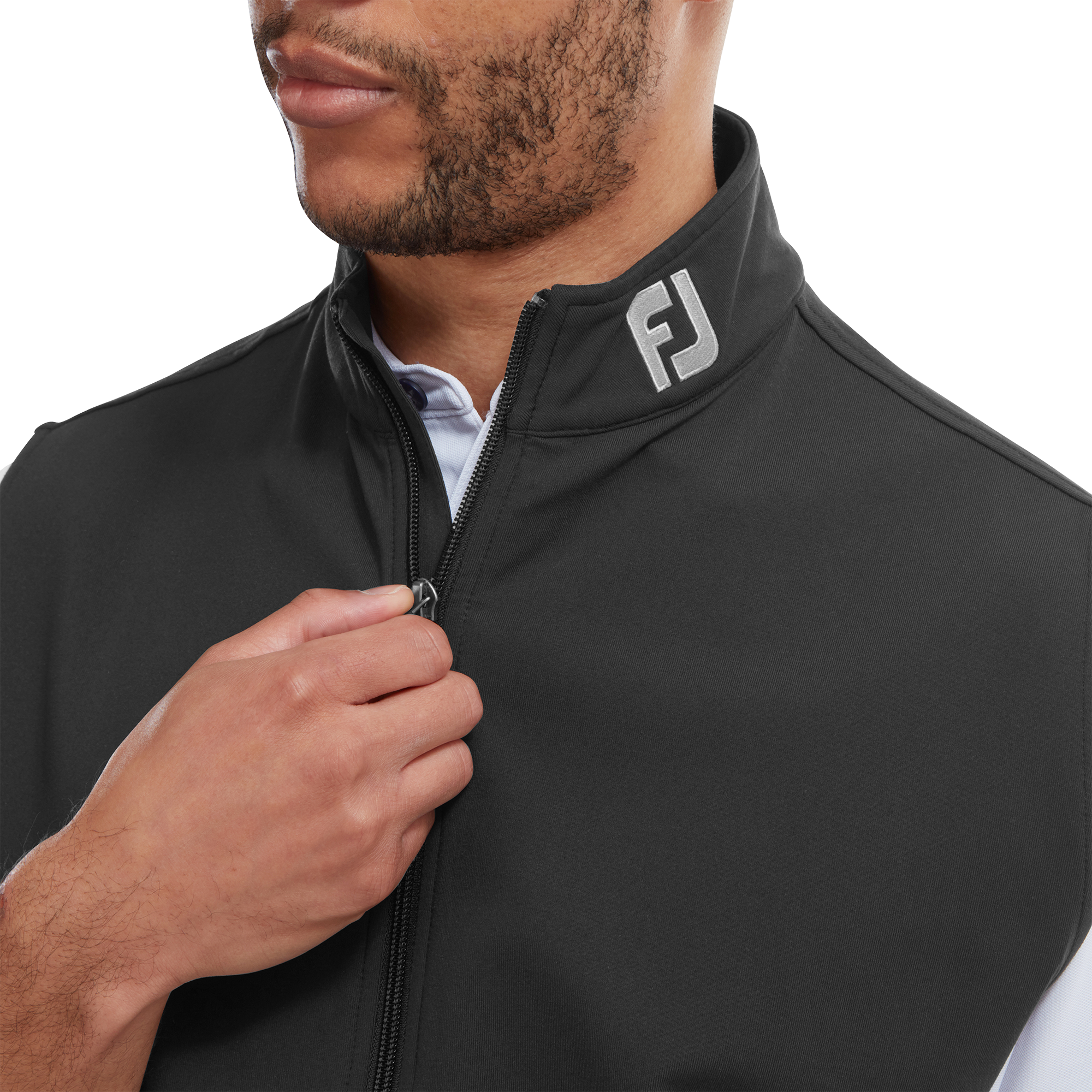 Stickad v&auml;st med hel dragkedja