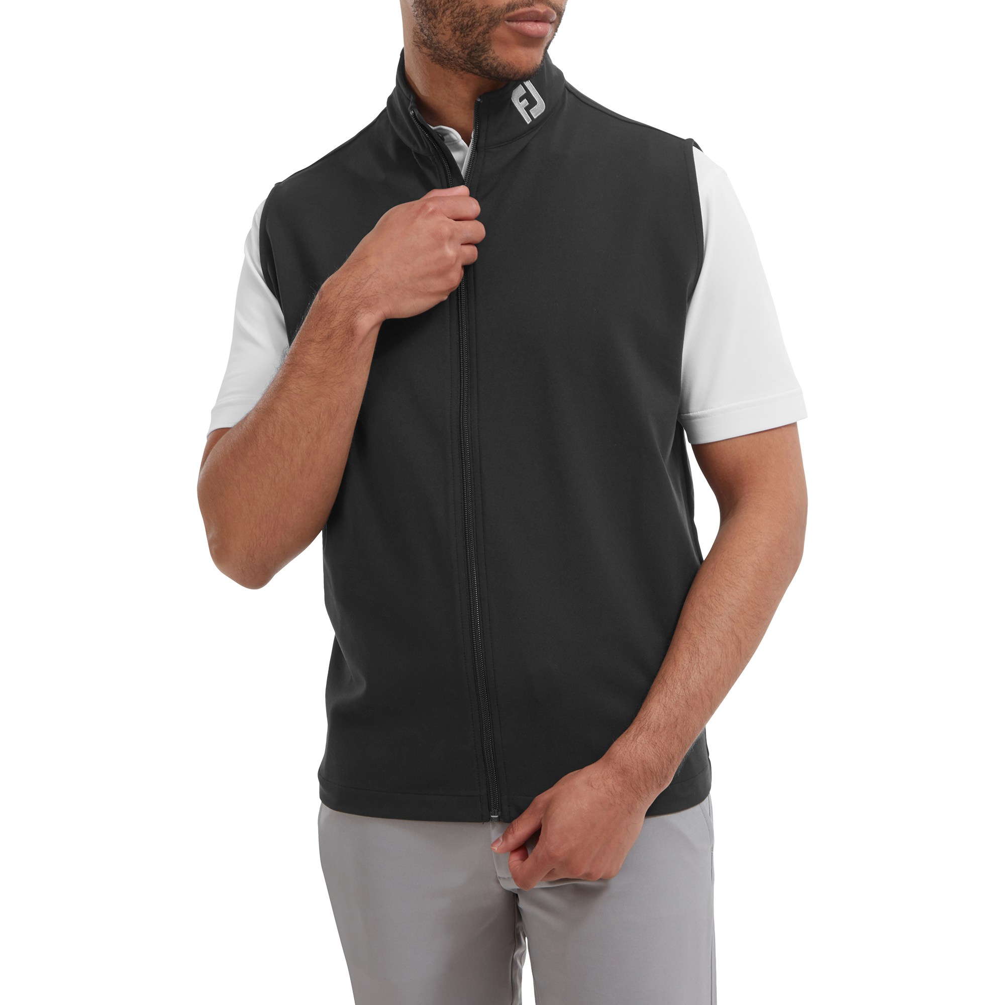 Stickad v&auml;st med hel dragkedja