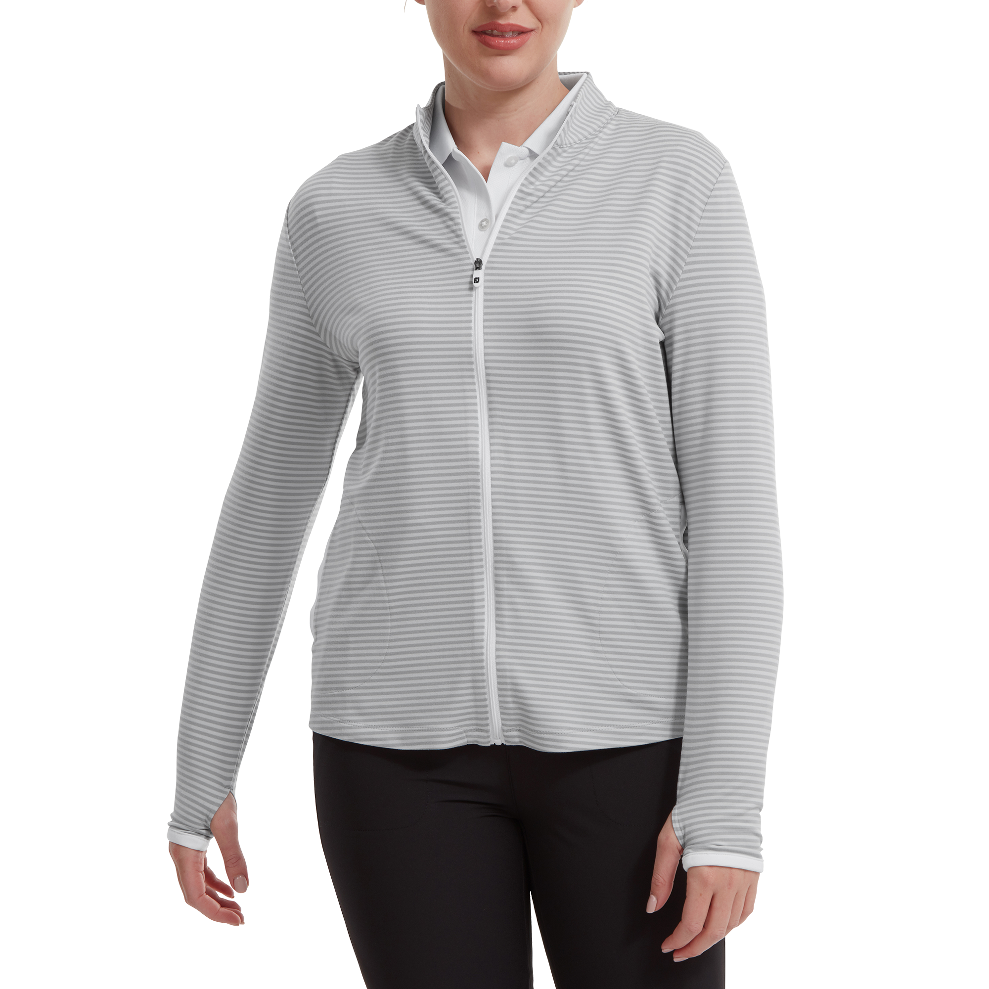 Full-Zip Lightweight Tonal Stripe Midlayer